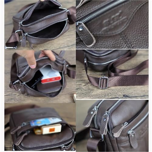 Mini Crossbody Messenger Bag, Leather, Business Sport Travel Multifunctional Shoulder Bag, Waterproof, for Men3