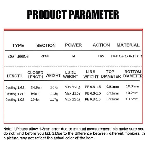 Canne à pêche 2 sections légère max 120g avec pointe M pour la mer - 3