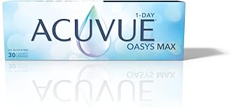 ACUVUE Oasys Max 1-Day Lenses - Help Reduce the Feeling of Tired and Dry Eyes - Day Contact Lenses with -1.00 dpt and BC 8.5 - UV Protection and