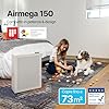 COWAY purificatore d’aria casa camera, air purifier, ECARF Quiet Mark, Sleep Mode 20 dB, prefiltro lavabile estraibile dall’alto, pulizia facile, allergie fumo polline animali, Airmega 150, Bianco