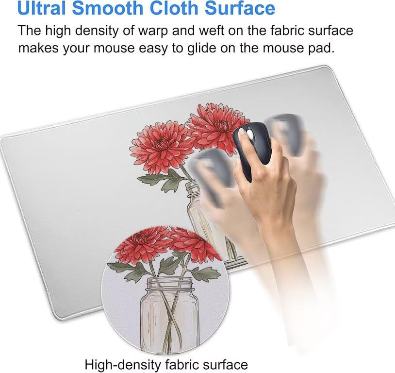 Tapete escritorio de bordes cosidos con diseño de flores para PC 6