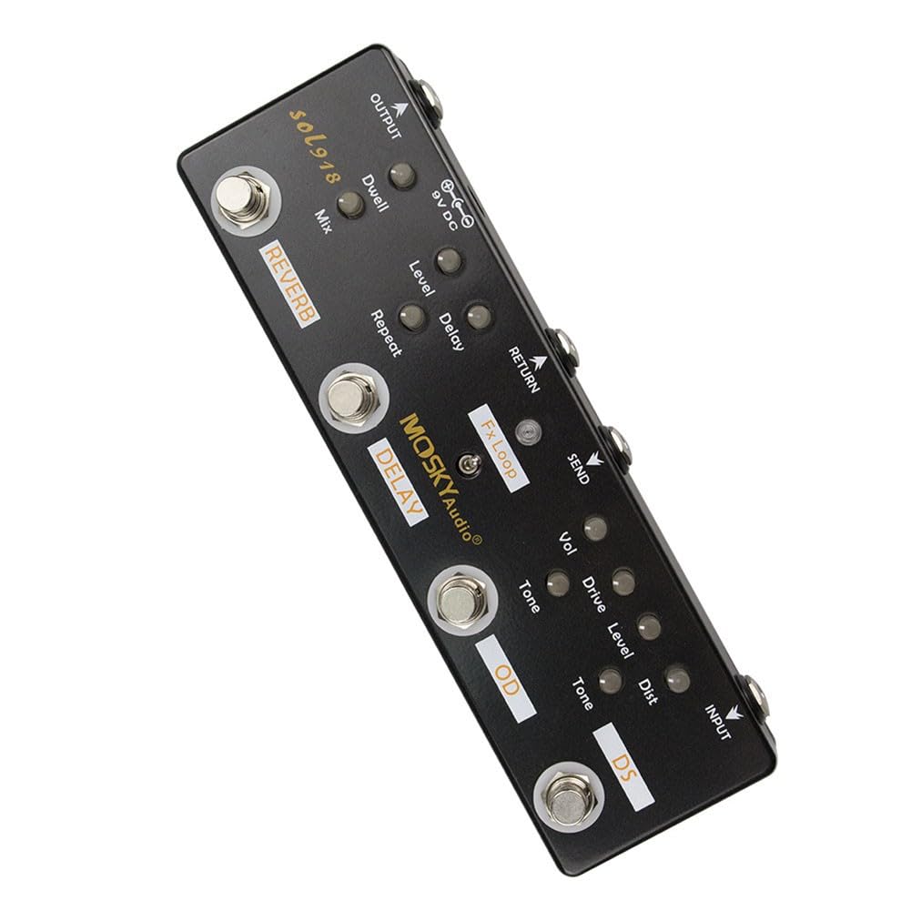 Chitarra Elettrica Multi Effetti Pedaliera, Processore Effetto Chitarra 5 in 1 con Distortion Overdrive Delay Reverb Loop