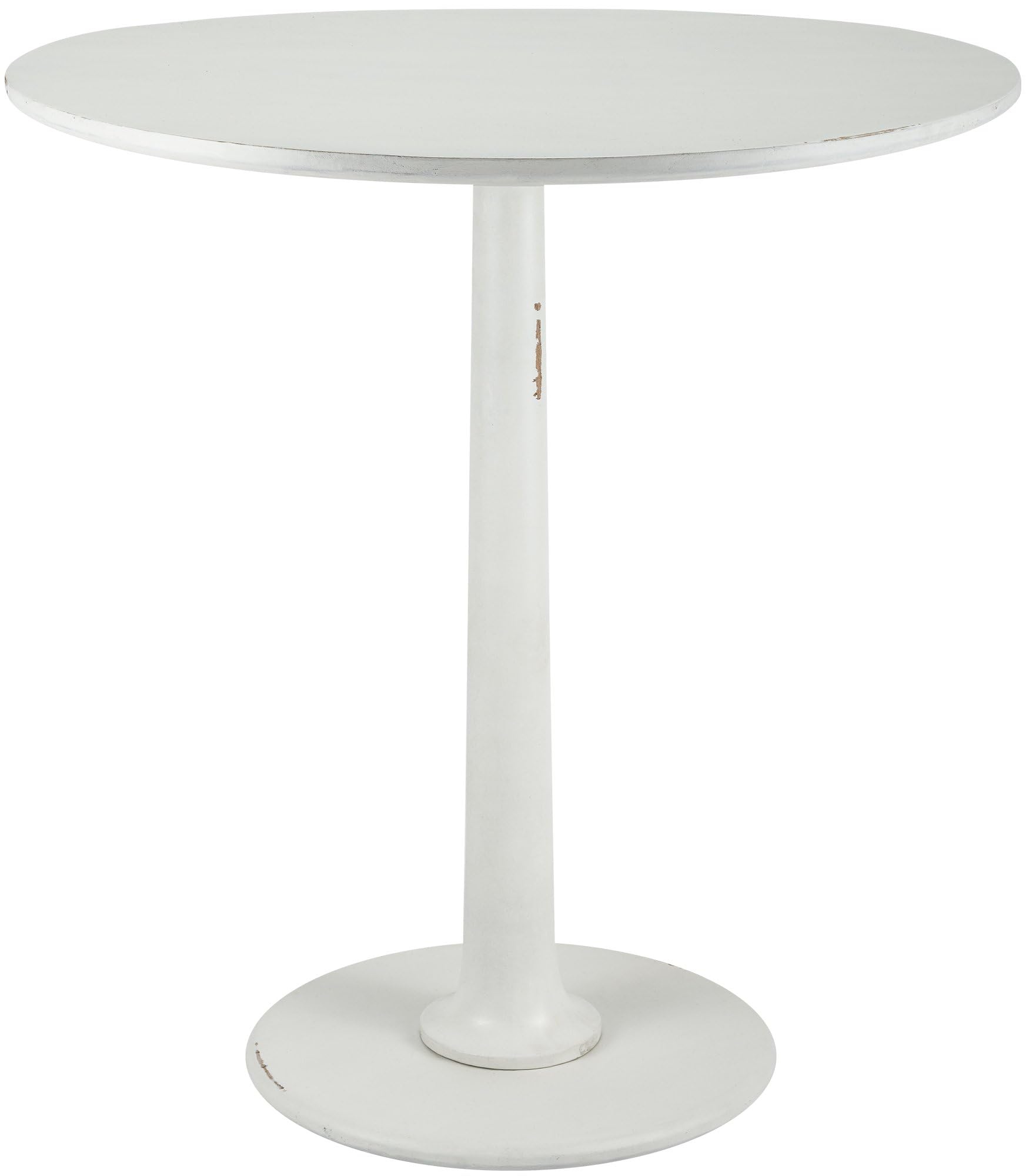 CLP Mesa Auxiliar Redonda Morristown, Mesa de Madera de Mindi Hecha a Mano, Mesa de Centro Maciza para salón y Comedor, Color:Blanco Envejecido