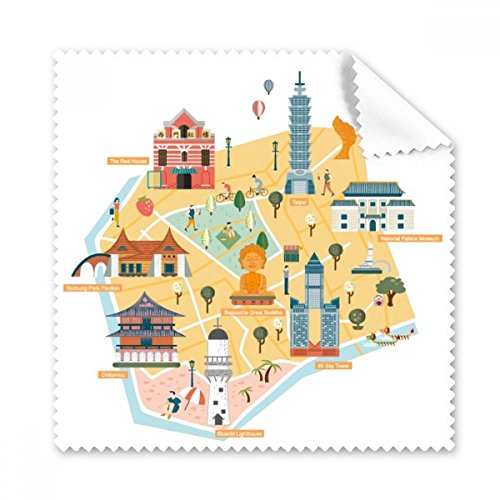 Chiffon de nettoyage tissu pour écran de téléphone et lunettes motif Taipei 5pcs