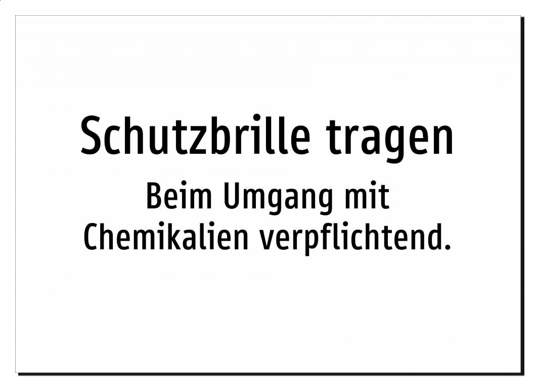 Schutzbrille tragen - Beim Umgang mit Chemikalien verpflichtend. | Aufkleber A2, 594 x 420mm | nur Text, ohne Symbolgrafik