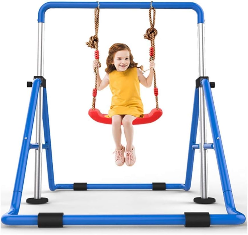 Gymnastics Bars Fitness Foldable Children's Horizontal Bar Gymnastics Bars Children's Equipment Adjustable Junior Training Bar Children's Swing Children's Favorite Gift (Blue A)