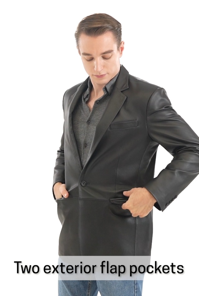 BGSD Men's Nicholas 1-Button Leather Blazer Lambskin Sport Coat