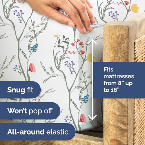 Image of Twin 3 Piece Floral Sheet Set - Soft, Breathable & Cooling - Wild Flower