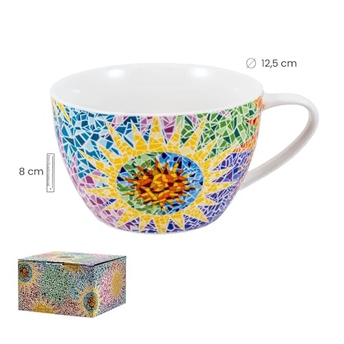 DRW Porzellantasse mit Gaudi-Elementen, 500 ml. Tasse: 12,5 x 12,5 x 8 cm, bunt, Medidas Taza: 12.5x12.5x8 cm