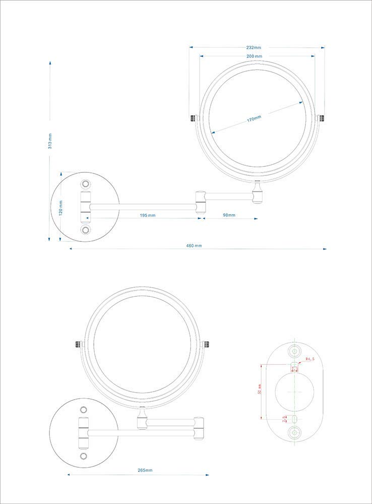 Loywe Miroir Maquillage LED Double Face Miroir Grossissant Lumineux Mural x15 de L'écran Tactile Réglable de Rotation à 360 Degrés pour Salle de Bain, Salle de cosmétiques LW70-15