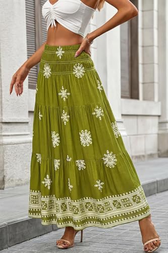 Image of CFLONGE Summer Maxi Skirts for Women 2026 Trendy Floral A Line Boho Skirt