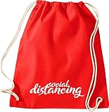 Shirtstown Sac de gym Social distancing social, crise, cohésion, nous rassemblons, social, remerciement, sac de sport, Adulte (unisexe), W11004487rot, rouge, 37 cm x 46 cm