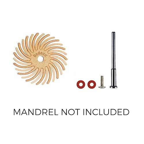 Miniatura 20 de Dedeco Sunburst - Discos de cerdas radiales (12 unidades, 7/8 pulgadas, curvados, grano 1400 durazno (extrafinos, 6 micrones), óxido de aluminio