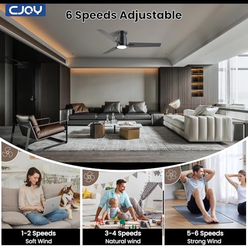 CJOY Ceiling Fan with Lights, 52 Inch Low Profile Ceiling Fans with Light and Remote, Reversible DC, Flush Mount, 3CCT,Dimmable, Modern Indoor/Outdoor Design for Bedroom, Living Room, Patio, Kitchen - Image 4