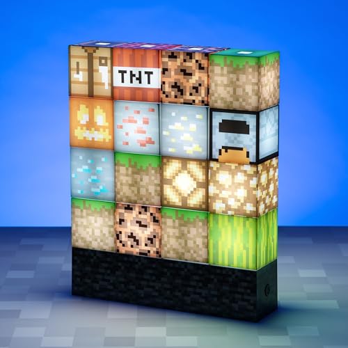 Image of Paladone Minecraft Building Block Night Light - Officially Licensed LED Lamp for Boys' Bedrooms, Gaming Decor & Gifts - Fun Minecraft Room Accessory (Pack of 2)