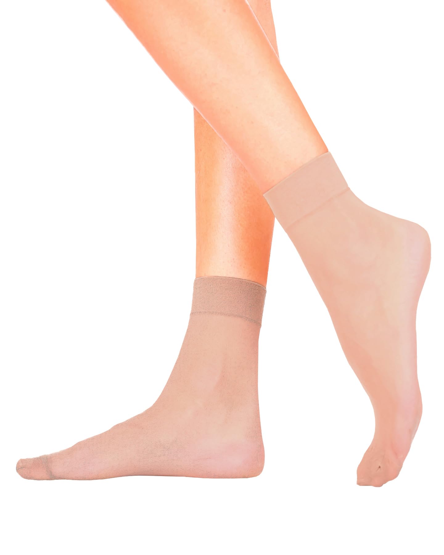 Lady Sofia 4 Pairs EMMA Sheer Ankle High Pop Socks Glossy Finish 20 Denier (Sahara Beige)