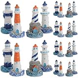 ibasenice Lighthouse Figurines Set, 24 PCS Miniature Garden Lighthouse for Beach Items Decor, Light House Style Model Mediterranean Ornament for Mini Shell Figurines & Cake Decorating Statue