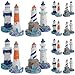 ibasenice Lighthouse Figurines Set, 24 PCS Miniature Garden Lighthouse for Beach Items Decor, Light House Style Model Mediterranean Ornament for Mini Shell Figurines & Cake Decorating Statue