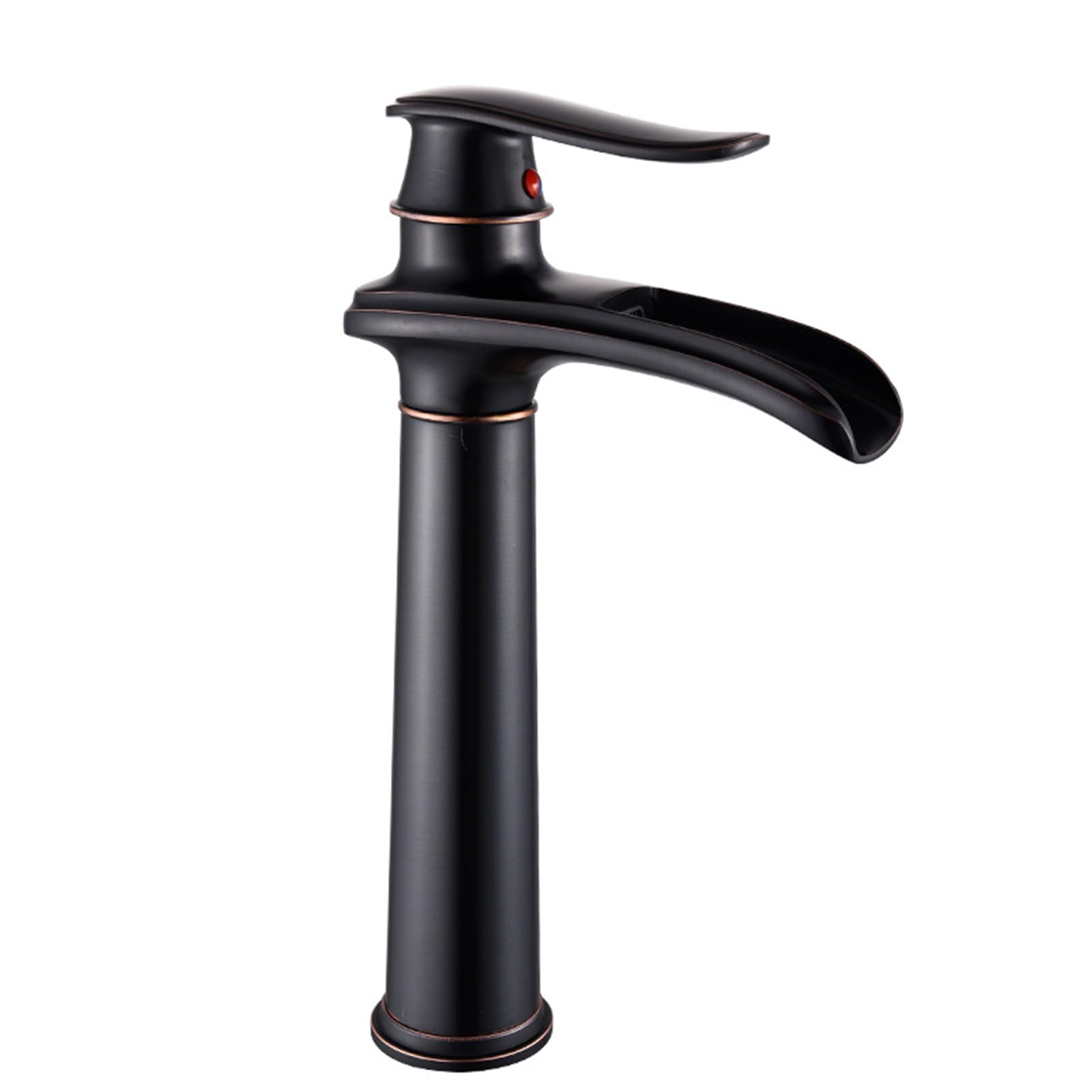 ANVLOJRIH Waterfall Basin Faucet, Bathroom Faucet, Antique Basin Mixer Tap, Brass Basin Taps (Black, Long)