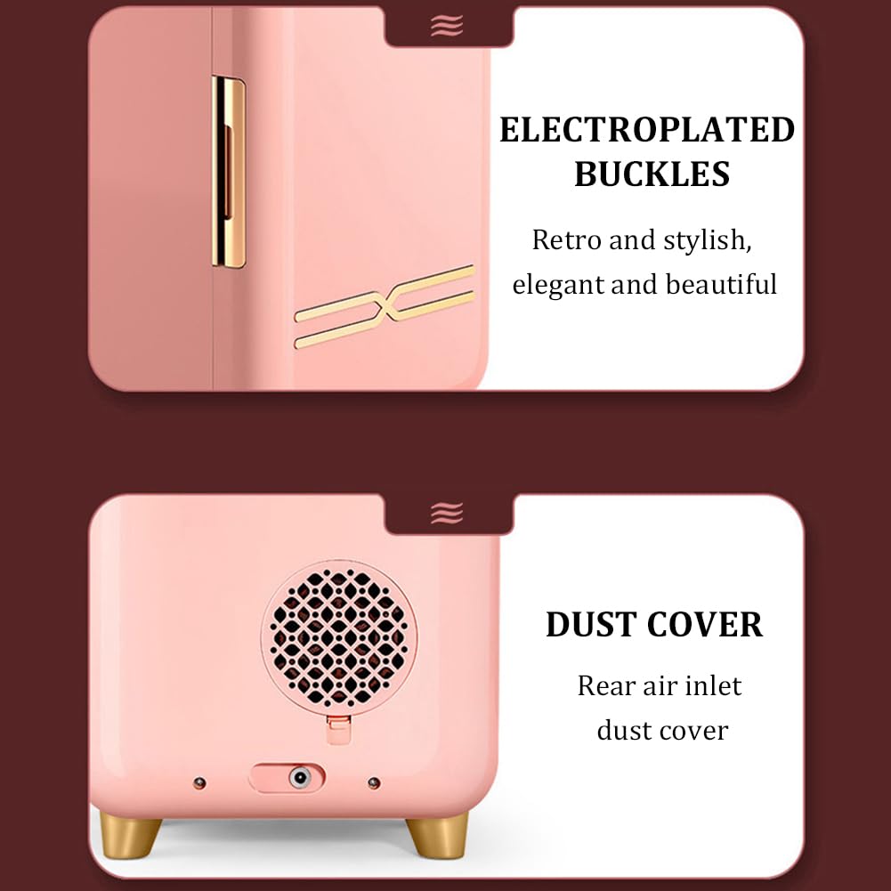 Mini Frigorifero Portatile per Cosmetici, Frigorifero per Cosmetici Domestici da 12 Litri, Temperatura Costante 8-18°C (46,4-64,4°F), Contenitore Caldo E Freddo da Tavolo,E