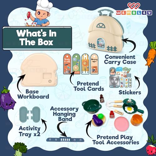 Image of Wembley Kitchen Set for Kids Girl & Boy 2-7 Years Old | Portable Pretend Play Toy for Girls | Mini Kitchen Playset Suitcase | Safe and Non-Toxic | Birthday Gift for Kids Ages 2 to 7