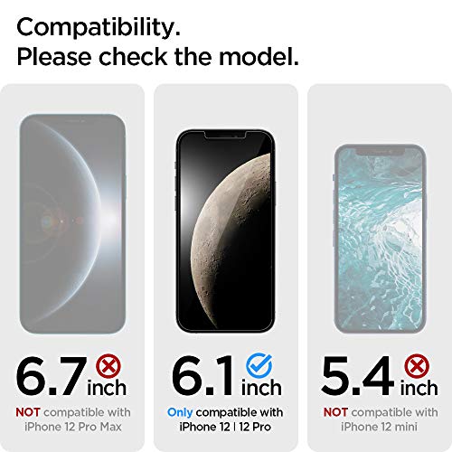 Image of Spigen Tempered Glass Screen Protector [GlasTR EZ FIT - Privacy] Designed for iPhone 12 / iPhone 12 Pro - 2 Pack