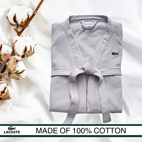 Image of Lacoste Classic Pique Cotton Terry Bath Robe, Unisex, One Size,