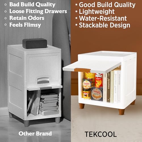 Image of TEKCOOL Chest of Drawers : Versatile Drawer Storage Organizer & Organisers Storage Box for Ideal for Neat and Tidy Storage Solutions Plastic Drawers Storage (White, 1XL);
