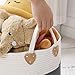 SONGMICS Baumwollseilkorb, Griffen, Wäschekorb aus Baumwolle, 100 L, für Spielzeug, Kleidung, Decken, Grau-Beige, 55 x 55 x 35 cm, LCB401G01