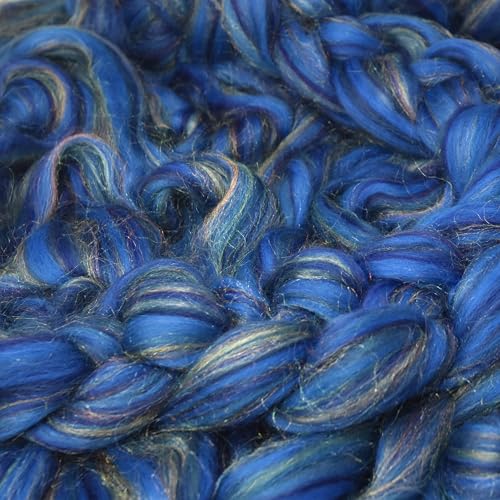 Image of Combed Top Roving. Limited Edition Fiber for Spinning, Needle Felting, Wet Felting, Weaving and Crafting. Fancy, Colorful, Exotic Designer Blend, Phasian