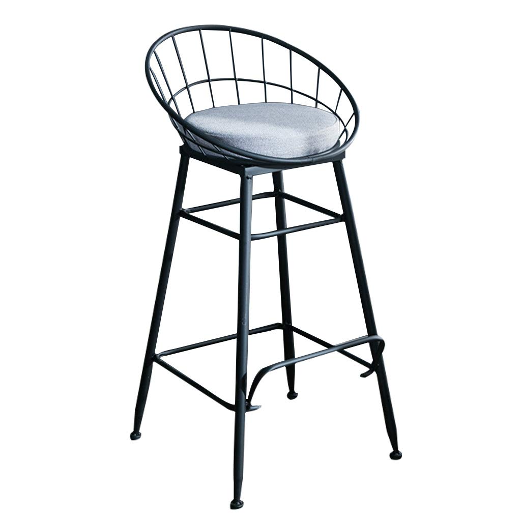 WRRAC-Chair Modern Bar Stools Barstool Bar Chairs High Stool Round Upholstered Seat with Footrest for Breakfast Kitchen Counter Black Legs (Size : 45/65/75cm)