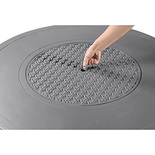 Image of Oakland Living Round 44 in. x 44 in. Aluminum Propane Fire Pit Table with Glass Beads, Two Covers, Lid, 57,000 BTUs in Grey Finish