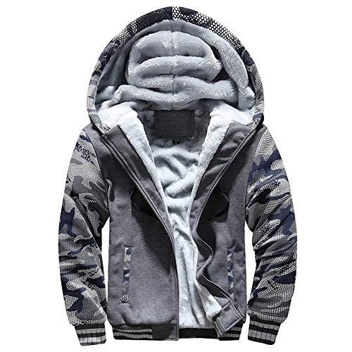 Sweat à capuche pour hommes et garçons en polaire chaude gris taille XXL