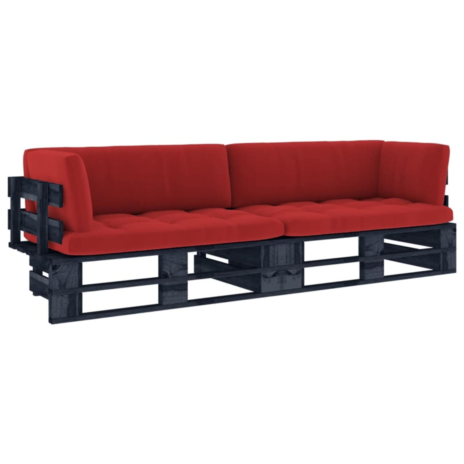 LAPOOH Canapé en palettes 2 places avec coussins en bois de pin imprégné noir, canapés de salon, canapé de relaxation, décoration de salon, meubles de salon 3066655