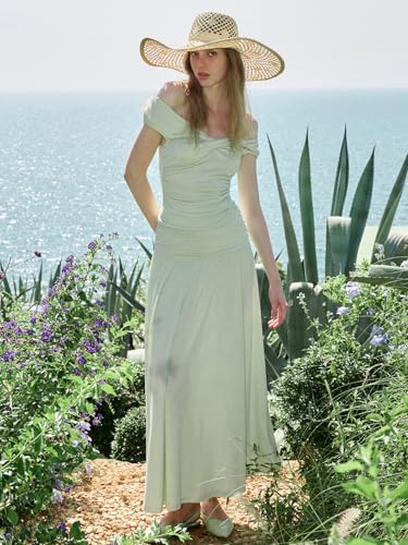 Image of Two Piece Skirt Set for Women - Sexy Sleeveless Spaghetti Strap Pleated Tank Top Maxi Long Skirts Sets