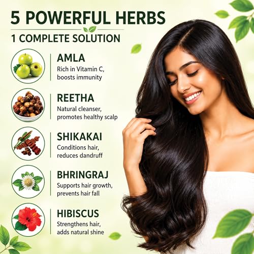 Image of Amla Reetha Shikakai Bhringraj Hibiscus Powder 500g | for Hair Growth | Natural Hair Cleanser Soft and Shiny Hair Care Powder | For Men and Women