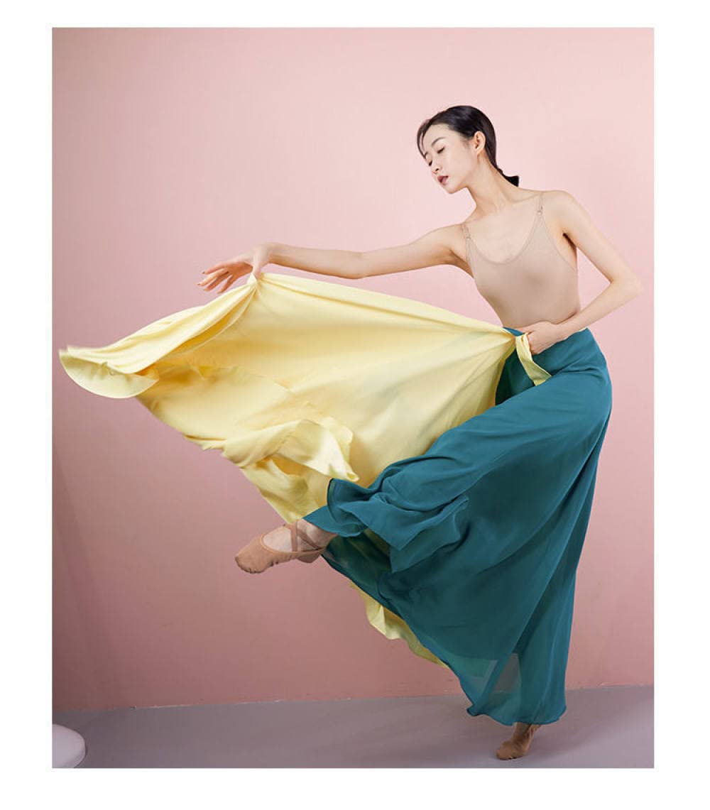 Gonne Da Donna,Gonna Midi In Chiffon Di Raso Da Donna Giallo Verde Gonna Con Lacci Sovrapposti Con Volant Avvolgente Gonna A-Line Grande Swing Flowy Spiaggia Danzatrice Del Ventre Danza Gonne Lunghe