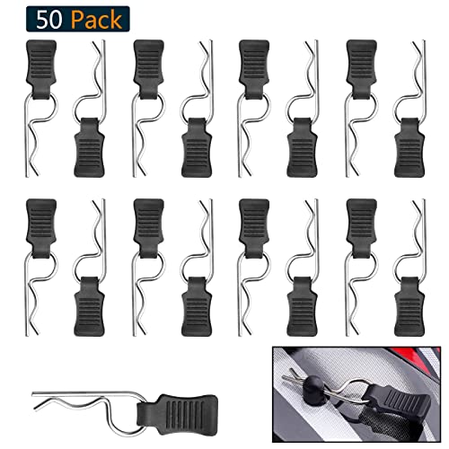 50 Pieces Hobbypark Universal Rc Body Clips W/Pull Tabs Car Clips R Clips For All 1/10 1/12 Scale Redcat Hpi Hsp Exceed Rc Car Parts Truck Buggy Shell Replacement, Silver #TOP1