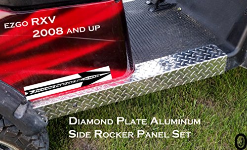 J & O Carts Parts EZGO RXV Golf Cart Highly Polished Diamond Plate Aluminum Rocker Panels