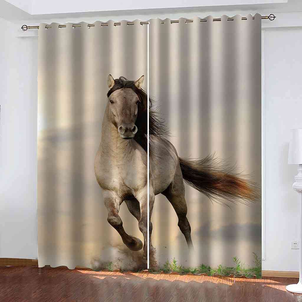 Rideau de fenêtre moderne occultant et isolant thermique motif animal sauvage 3D