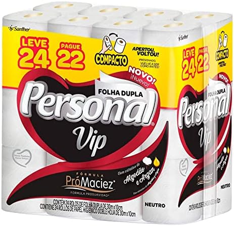 Personal VIP - Papel Higiênico Folha Dupla, Branco 24 unidades (E...
