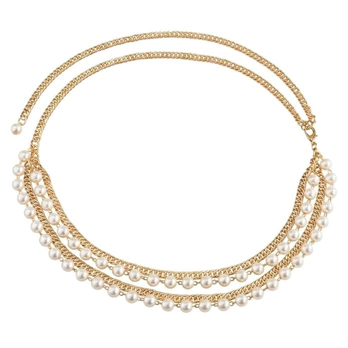 Faux Pearl Layered Waist Chain for Women Bohemian Long Tassel Waist Chain Belt Body Chain for Dress Party Prom-image-45