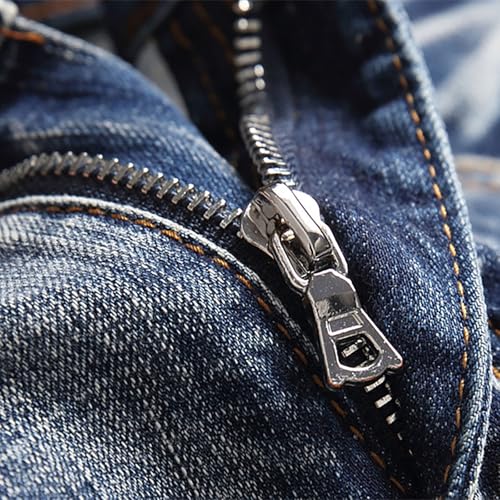 Jean délavé avec détails perforés tendance style masculin authentique - 4