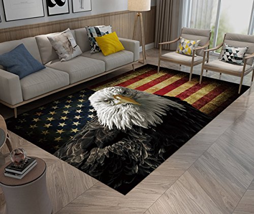 LB Tapete de Águia Careca e Bandeira Americana, 4 de julho, Memorial Day da Independência, tapete pa
