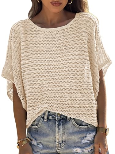 UNCLECAT Women's Crochet Tops Short Sleeve Sweater 2026 Fashion