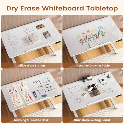 Image of SEDETA 47 x 24 Inches Foldable Electric Standing Dry Erase Board Desk with Wheels, 180 Tiltable Mobile Rising Computer Desk Height Adjustable for Drawing /Writing /Gaming /Study /Home Office /Small Space