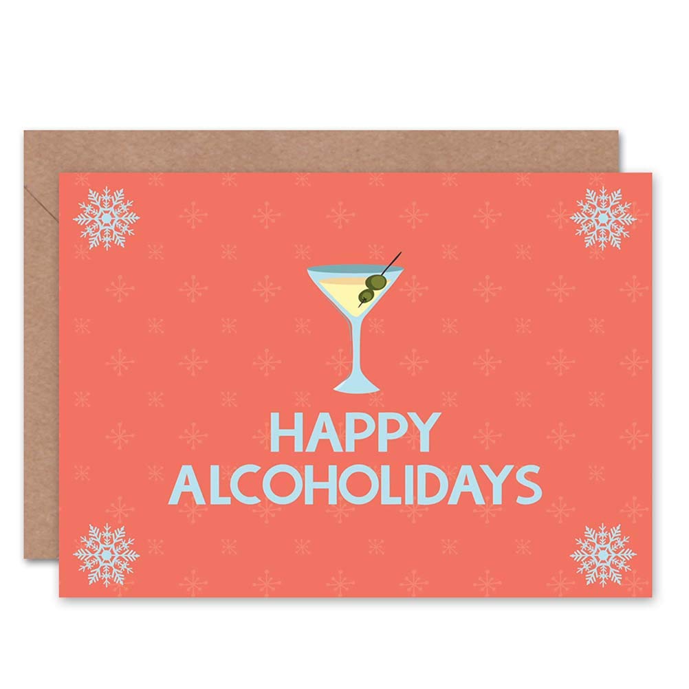 Wee Blue Coo CARD CHRISTMAS XMAS MERRY HAPPY HOLIDAYS COCKTAIL PUN PRESENT GIFT