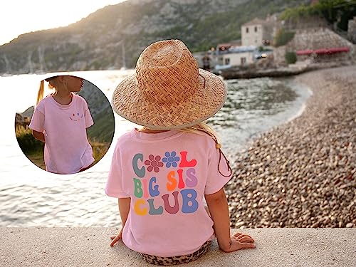 Image of LOTUCY Big Sister Shirt for Toddler Girls Cool Big Sis Club Tshirt Promoted to Big Sister Announcement Outfits