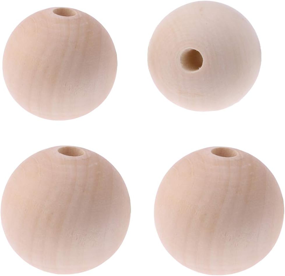 100pcs Wood Round Pearl Beads Ball 25mm Wooden Spacer Craft Beads for Craft Keychain Farmhouse Decor Jewelry Making