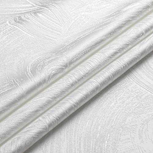 Majestic Giftware Premium Jacquard Cut Fabric Not a Tablecloth Unfinished Edges,38" Wide X 72" Length Sketched White Cloth for DIY Table Runners, Upholstery, Pillows & Window Treatments